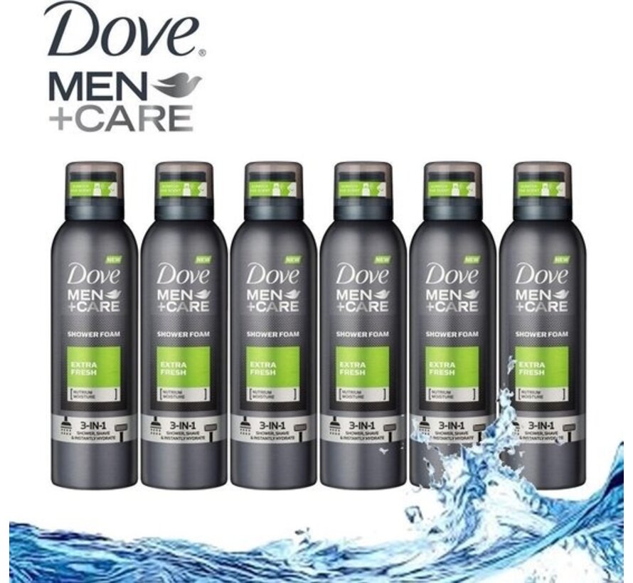 Men+Care Extra Fresh 3in1 Shower Foam - Doucheschuim - 6x 200ml - Voordeelverpakking