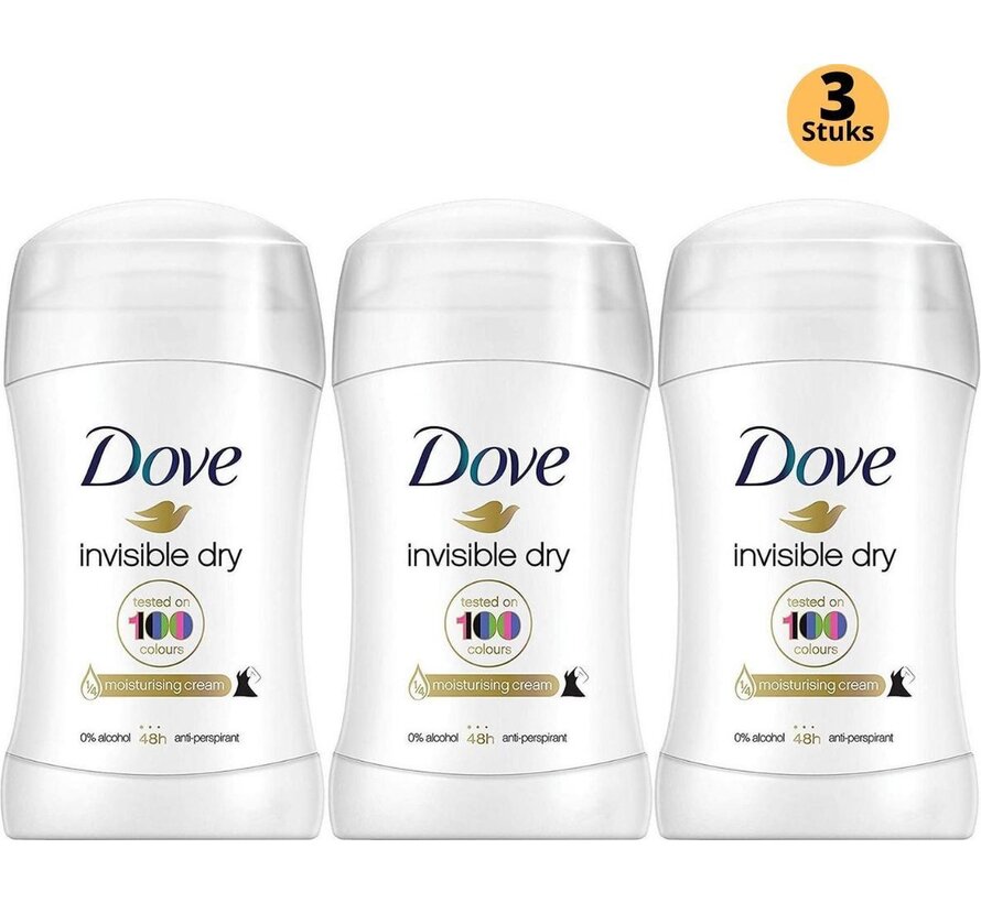 Invisible Dry Deodorant Stick - Anti Transpirant - 3x 40ml