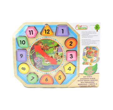 HM WOODEN CLOCK WITH SHAPE SORTER