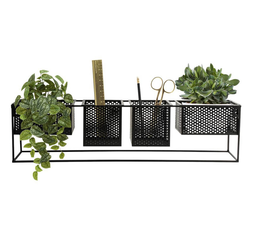 Trendy design Wandrek Metaal Zwart met 4 Verplaatsbare Containers