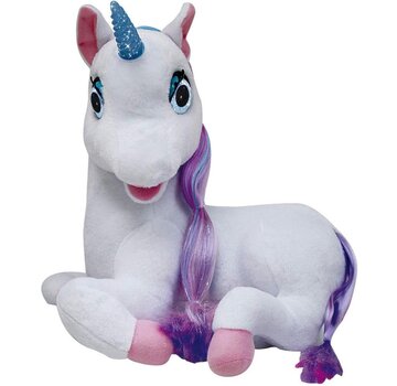 Dimian Pluche Luna Unicorn - 3 verhaaltjes - verlichte eenhoorn - bewegende ogen - 36cm hoog