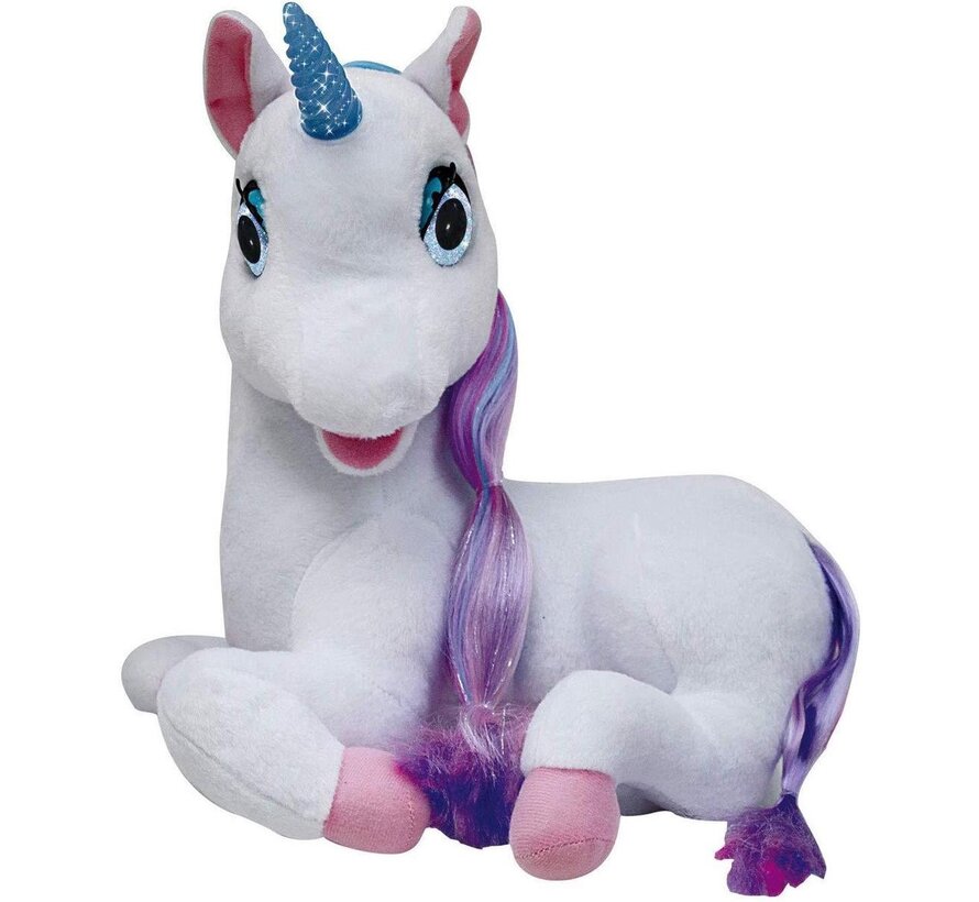 Pluche Luna Unicorn - 3 verhaaltjes - verlichte eenhoorn - bewegende ogen - 36cm hoog