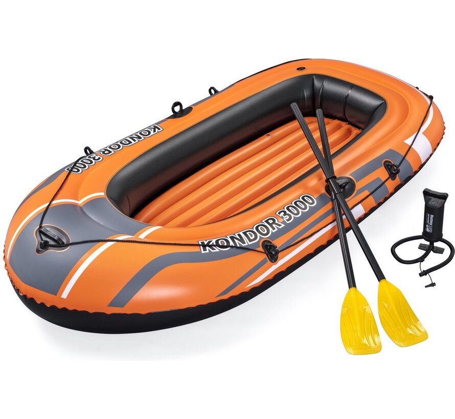 Kondor 3000 set - opblaasbare raft boot - met peddels - met pomp - 232x115x36cm