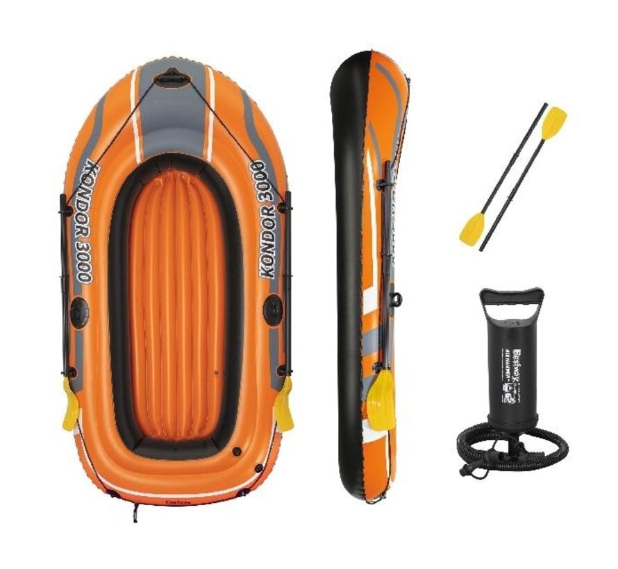 Kondor 3000 set - opblaasbare raft boot - met peddels - met pomp - 232x115x36cm