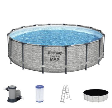 Bestway Steel Pro Max steenstrip - metalen frame zwembad - Complete set - rond - 488x122cm