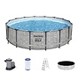 Steel Pro Max steenstrip - metalen frame zwembad - Complete set - rond - 488x122cm