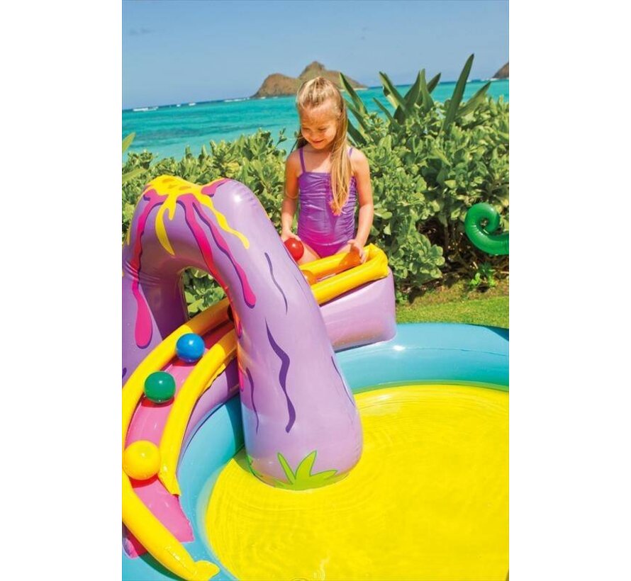 Dinoland speelzwembad - met glijbaan - met sproeier - 333x229x112cm c