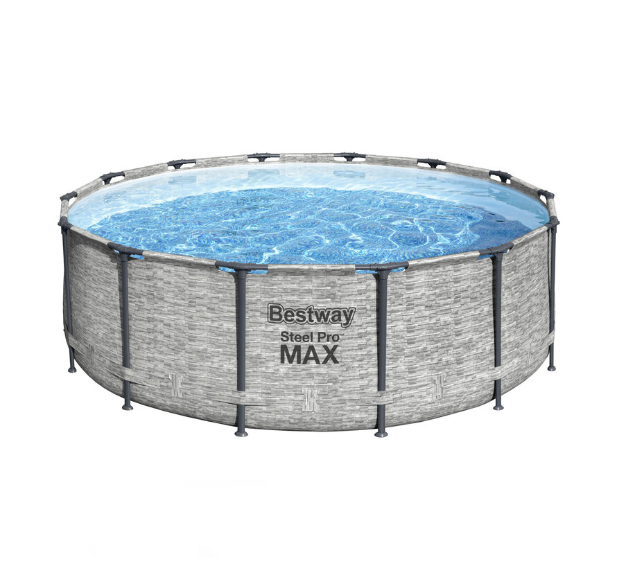 Steel Pro Max steenstrip - metalen frame zwembad - Complete set - rond - 427x122cm