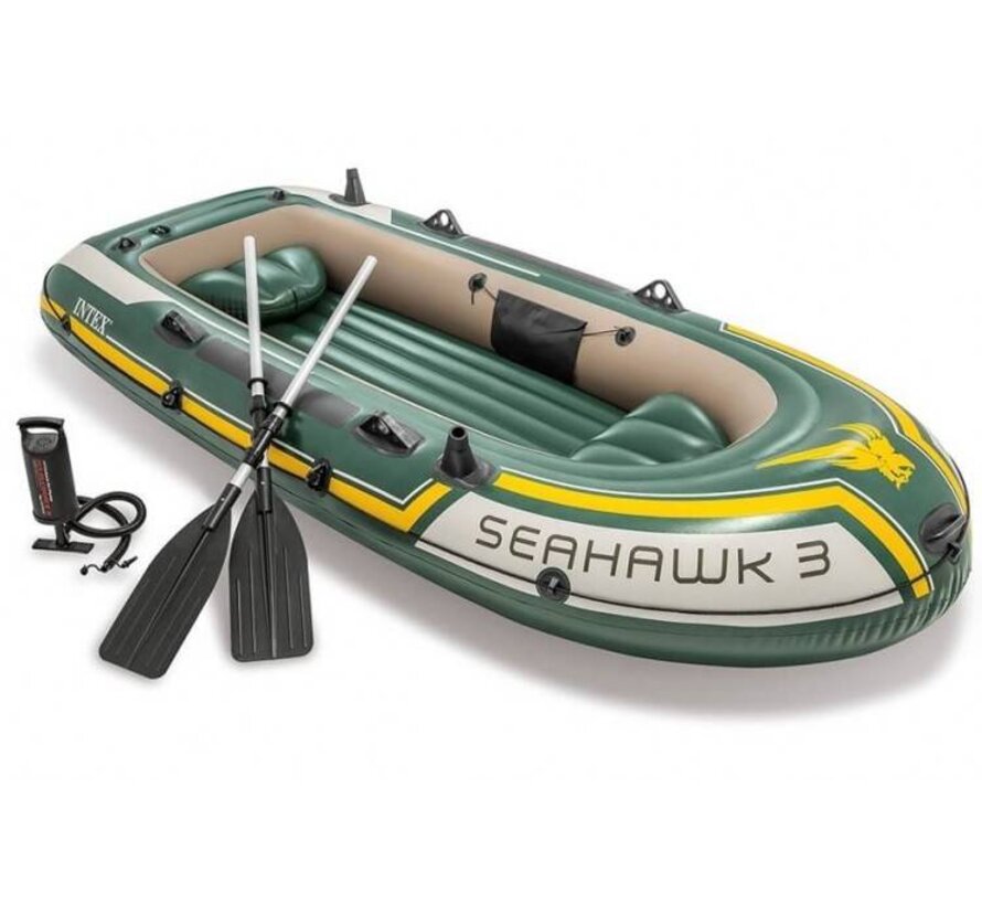 3-Persoons opblaasbare boot set - Seahawk 3 - met peddels en pomp - 295x137x43cm