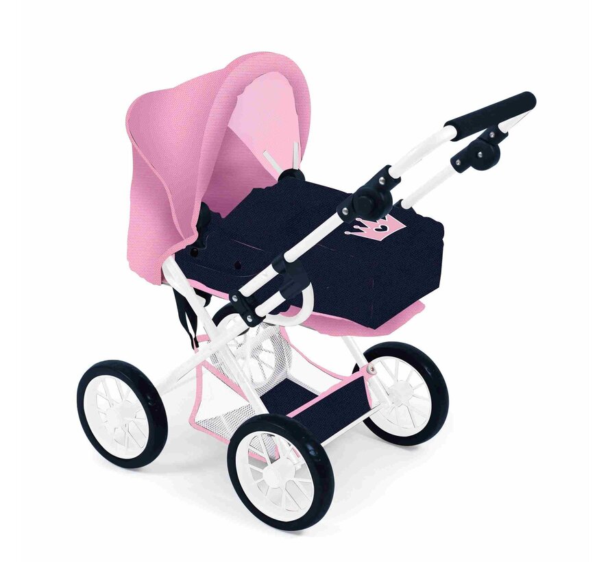 Koets mini kroon +blauw/roos