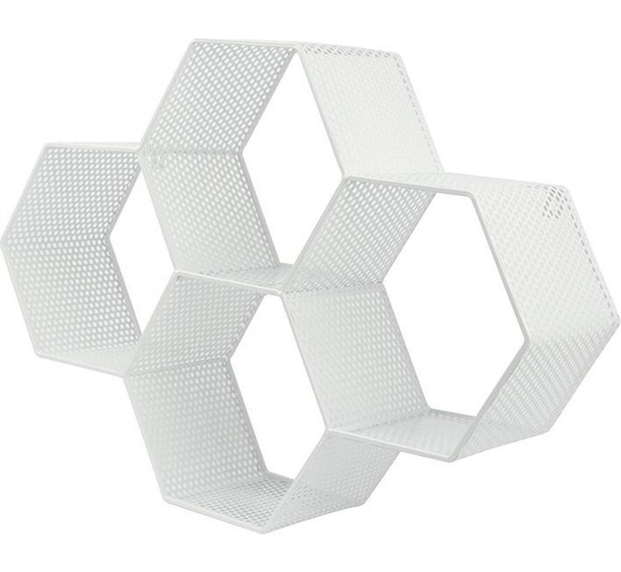 Trendy Wandrek Metaal Wit - Design Wandbox - 4 Vakken - 62x43,5x15cm