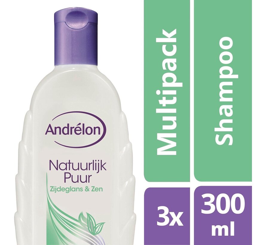 Natuurlijk Puur Zijdeglans & Zen Shampoo 3 x 300 ml - Voordeelverpakking