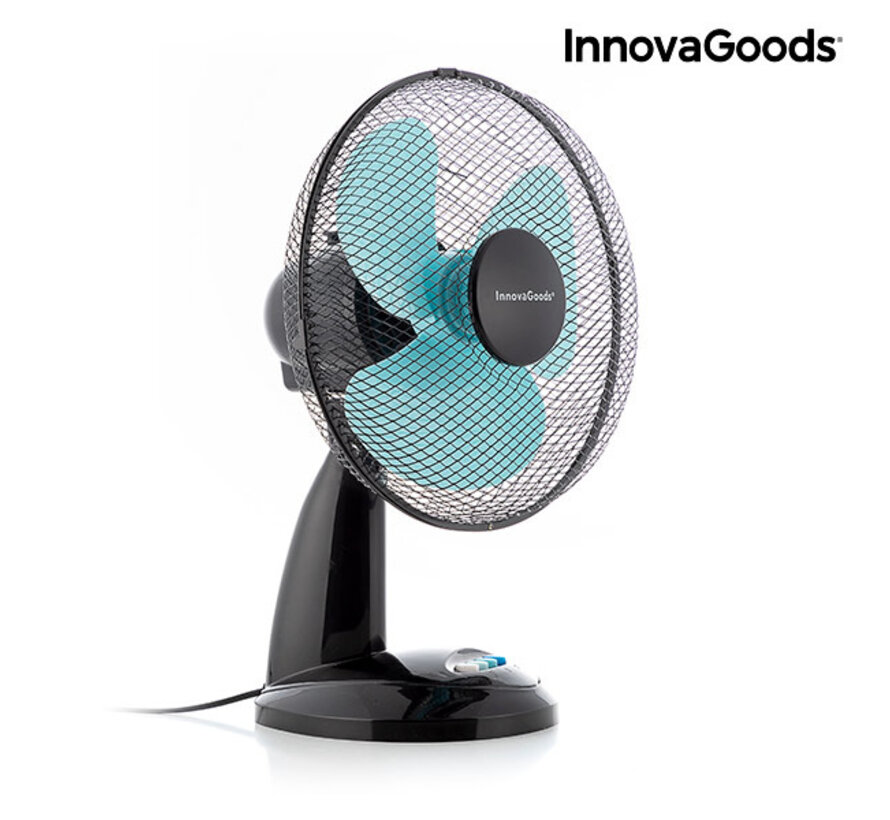 Tafelventilator - Zwart/Blauw - 35 Watt - Ø30cm - 90° draaibaar