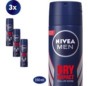 Nivea Men Dry Impact - Deodorant Spray - 3x 150ml