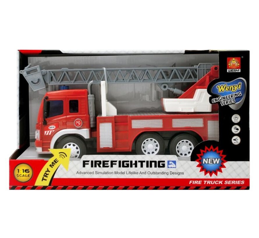 Brandweerwagen 30cm met licht en geluid