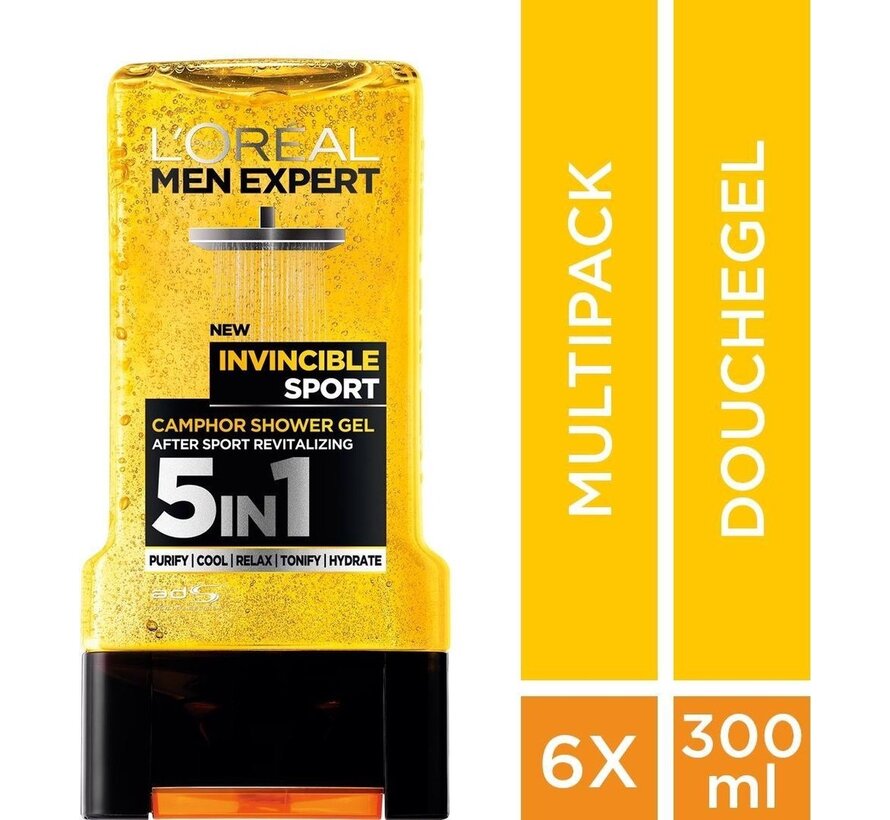 Men Expert XL - Invincible Sport - 5in1 gezicht, lichaam en haar - 6x 300ml