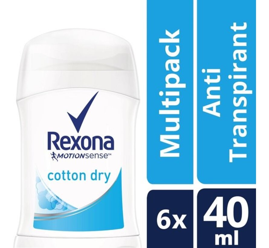 Motion Sense - Cotton Dry - Deodorant Stick - Anti Transpirant - 6x 40ml