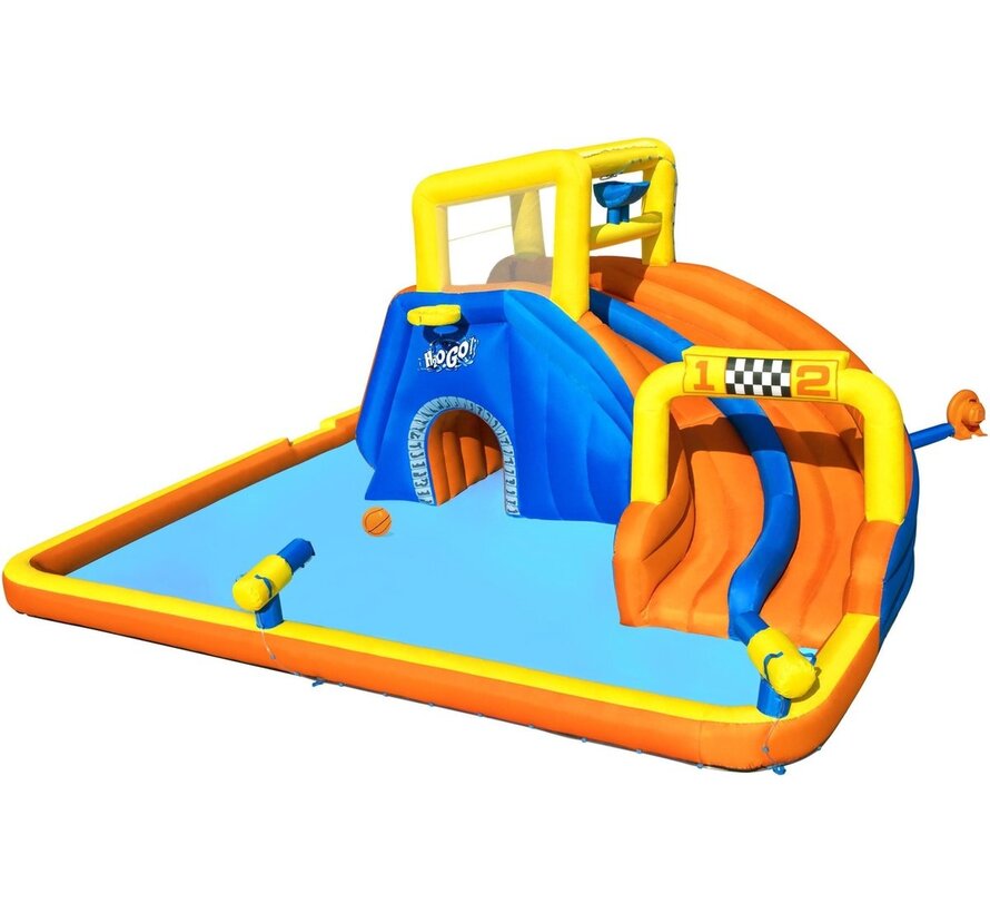 H2OGO! Super Speedway Mega Opblaasbaar Waterpark met duo glijbaan 551x502x265cm