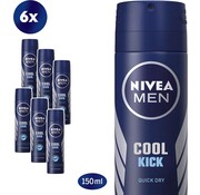 Nivea Men Cool Kick - Deodorant Spray - 6x 150ml - Voordeelverpakking