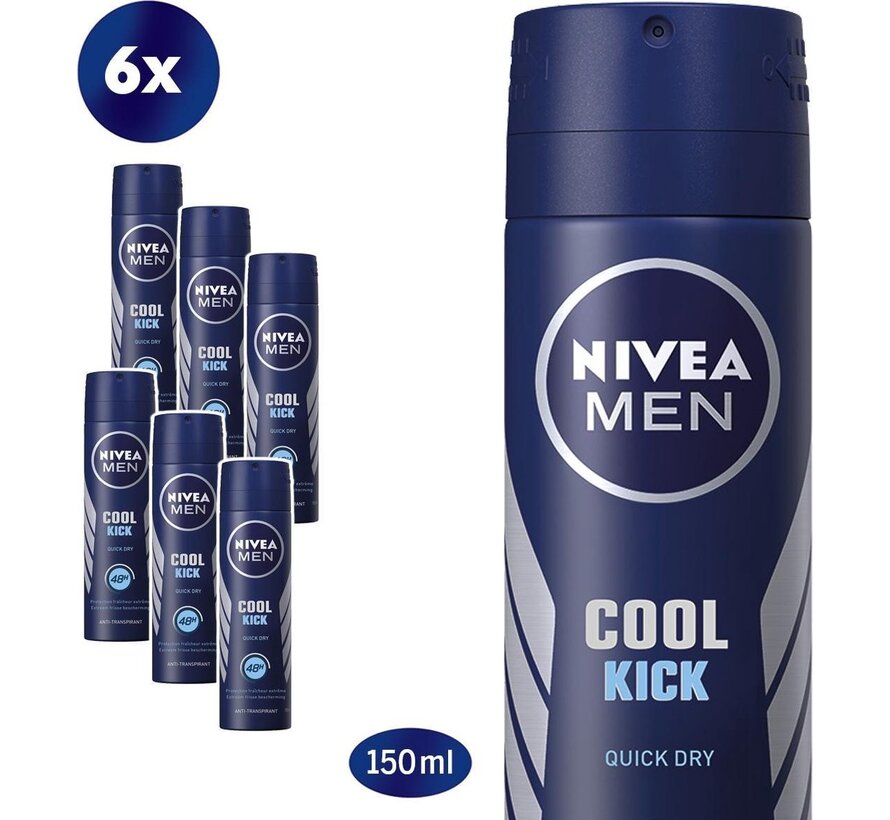 Men Cool Kick - Deodorant Spray - 6x 150ml - Voordeelverpakking