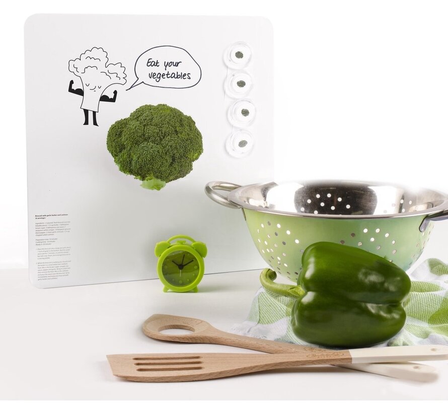 Trendy Magneetbord Broccoli - Whiteboard - Beschrijfbaar - 4 Magneten - 29x29cm