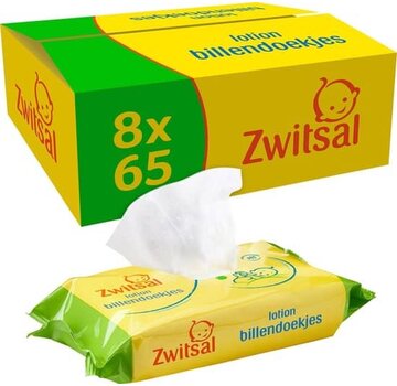 Zwitsal Lotion - 520  Billendoekjes / Babydoekjes (8x65 stuks)