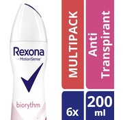 Rexona Motion Sense - Biorythm Dry - Deodorant Spray - 6x 200ml - Voordeelverpakking