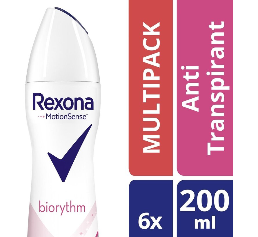 Motion Sense - Biorythm Dry - Deodorant Spray - 6x 200ml - Voordeelverpakking