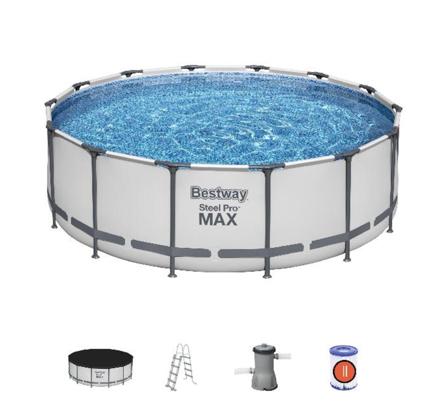 Steel Pro Max - metalen frame zwembad - Complete set - rond - 427x122cm