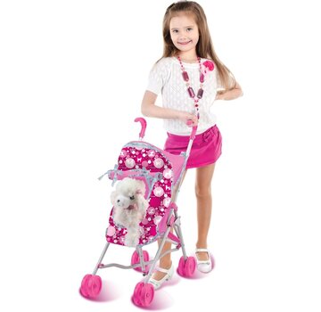 Dimian Luxury Pets - Trendy Buggy met pluche hond voor kinderen