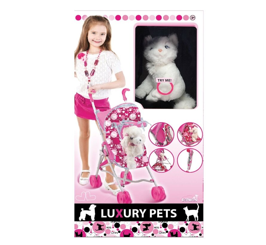 Luxury Pets - Trendy Buggy met pluche hond voor kinderen