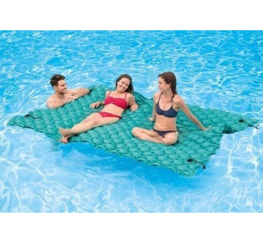 Opblaasbare XXL drijvende mat - turquoise - 290x213cm