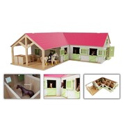 Globe Paarden Hoekstal met 4 boxen+berging 1:24 68x77x27