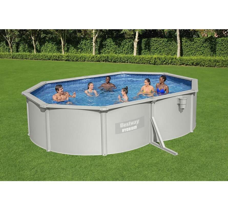 Hydrium™ -  Stalenwand zwembad - Complete set met zandfilterpomp - Ovaal - 500x360x120cm