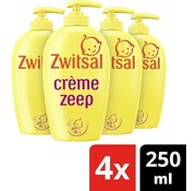 Zwitsal Baby Crème Zeep - Mild & Zacht - Met Pompje - 4x 250 ml