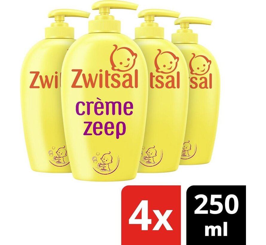 Baby Crème Zeep - Mild & Zacht - Met Pompje - 4x 250 ml