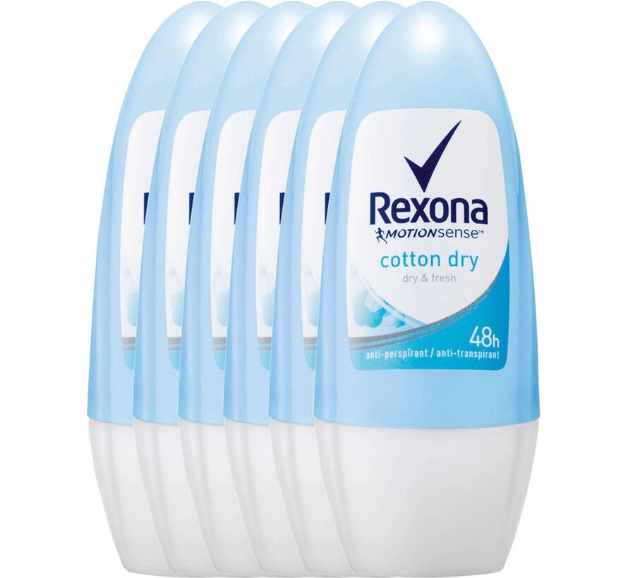 Motion Sense - Cotton Dry - Deodorant Roller - 6x 50ml  - Voordeelverpakking