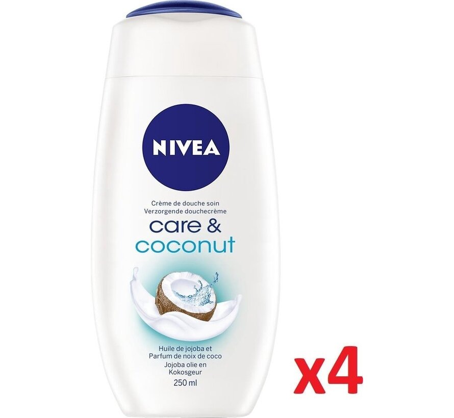 Care & Coconut Douchecreme - Douchegel - 4x 250ml