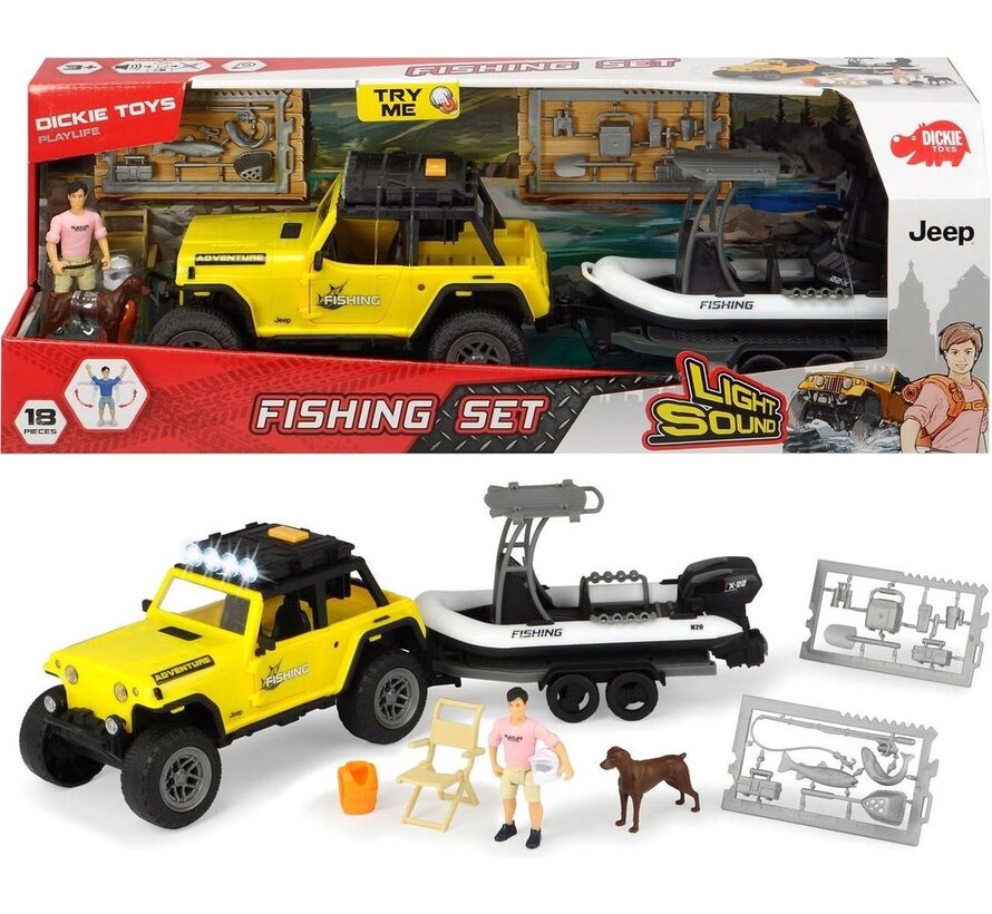 Playlife Fishing Set - Jeep met Boot + Visset (18-delig)