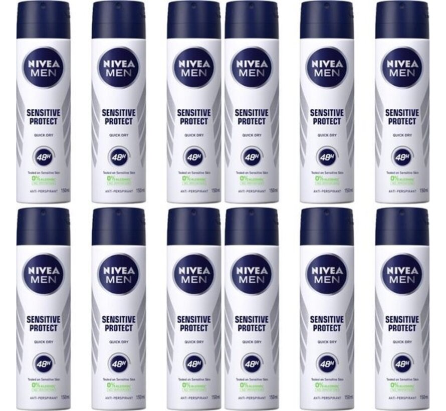 Men Sensitive Protect - Deodorant Spray - 12x 150ml - Voordeelverpakking