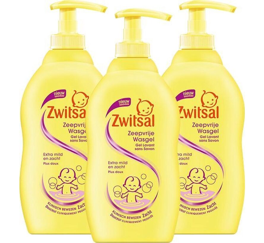 Baby Zeepvrije Wasgel - Extra mild & zacht - Met Pompje - 3x 400ml