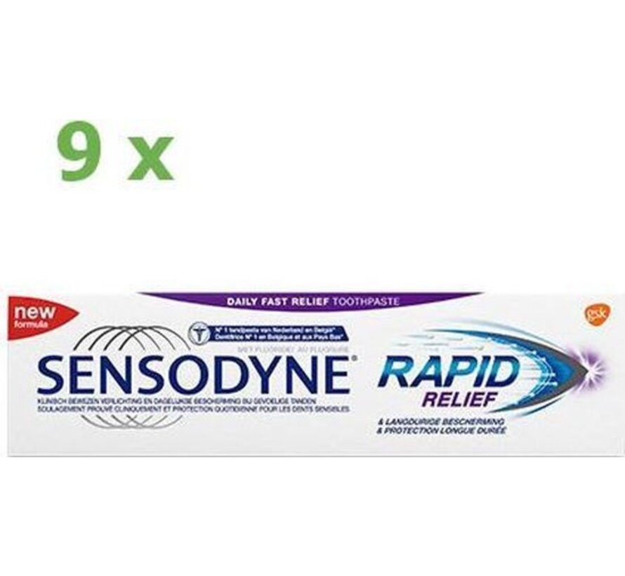 Rapid Relief - Tandpasta - 9x 75ml - Voordeelverpakking