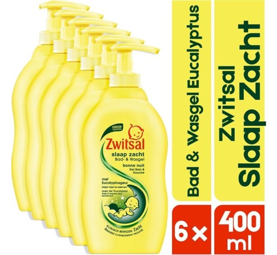 Slaap Zacht Eucalyptus - Bad & Wasgel - Met pompje 6x 400ml