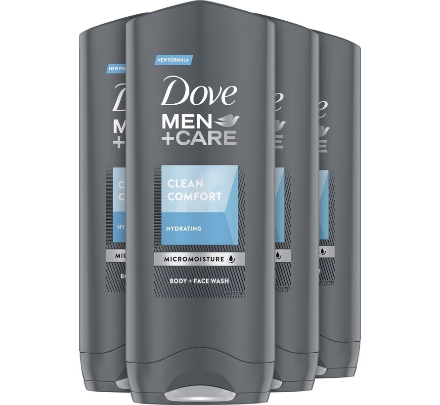 Men+Care Clean Comfort - Douchegel - 4x 250ml - Voordeelverpakking