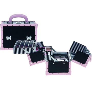 Huismerk Make-up koffer zwart-roze