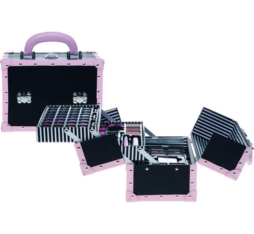 Make-up koffer zwart-roze