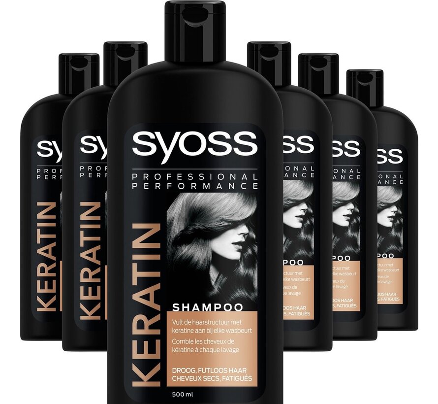 Keratine Shampoo - Voor droog en futloos haar - 6x 500ml - Voordeelverpakking