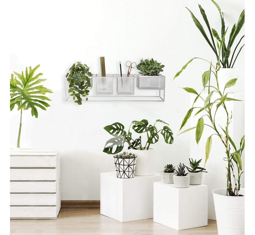 Trendy design Wandrek Metaal Wit met 4 Verplaatsbare Containers