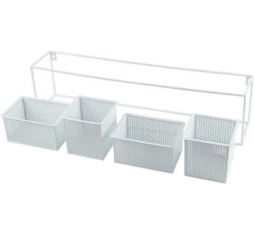 Trendy design Wandrek Metaal Wit met 4 Verplaatsbare Containers