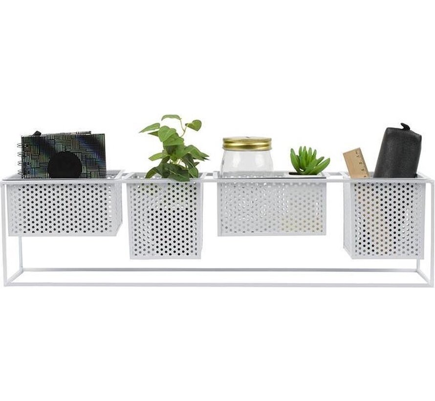 Trendy design Wandrek Metaal Wit met 4 Verplaatsbare Containers